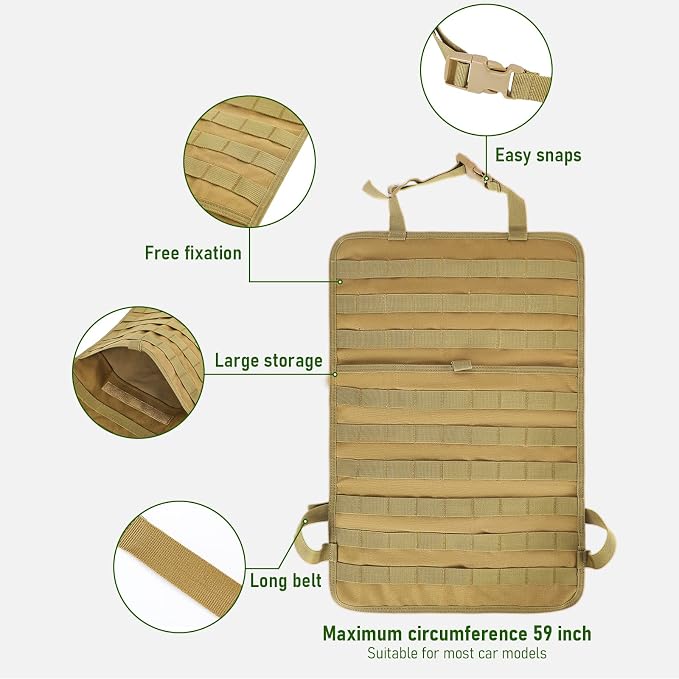 Universal Tactical Seat ​Back Organizer Vehicle Molle Panel Organizer Storage - Image 3