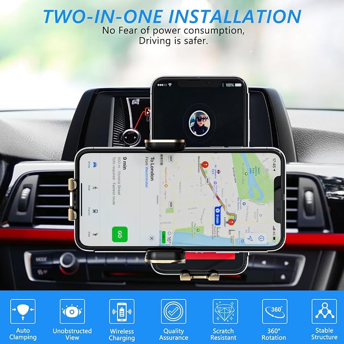 Wireless Car Charger, Fast Charging 15W Auto Clamping Car Charger Phone Holder - Image 8