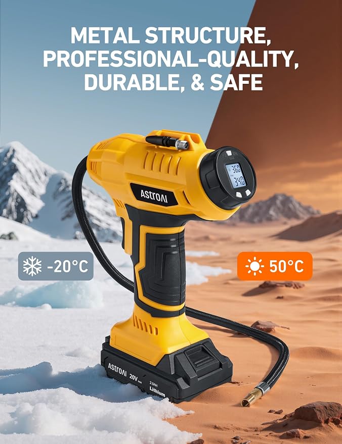 AstroAI Cordless Tire Inflator Air Compressor 20V Rechargeable Battery Powered - Image 2