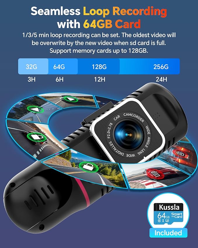 Dash Cam Front and Rear Inside, 1080P 3 Channel Dash Camera - Image 5