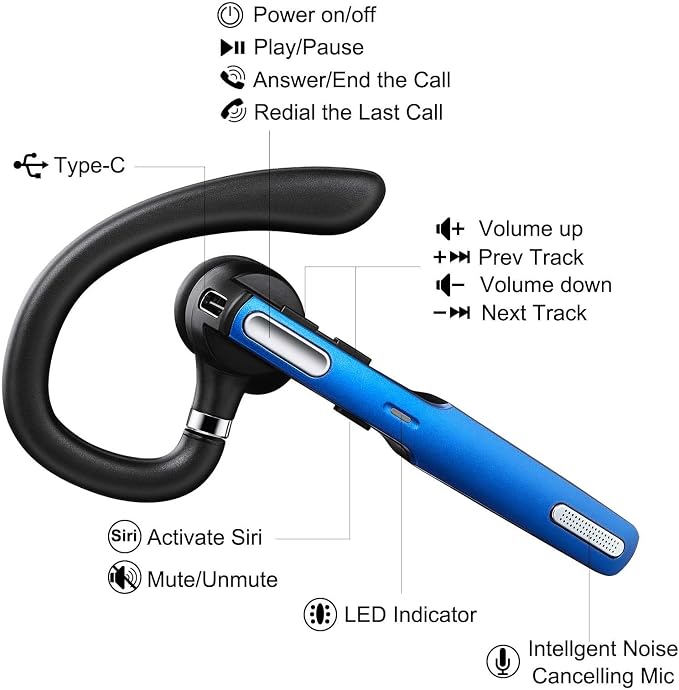COMEXION Bluetooth Headset, Wireless Bluetooth Earpiece V5.0 Hands-Free - Image 2