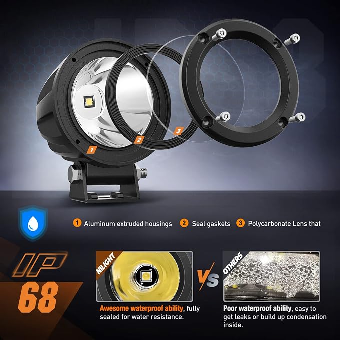 Nilight LED Light Pods 2 PCS 3" Spot Round Offroad Driving Auxiliary Fog Lights - Image 3