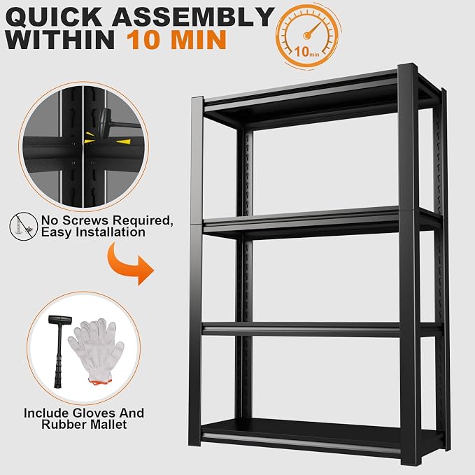 Storage Shelves, Small Shelves Unit and Storage, 4 Tier Metal Shelf - Image 5