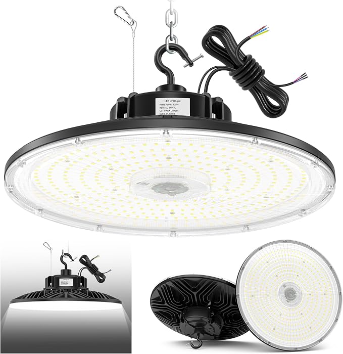 300W UFO LED High Bay Light 1-10V Dimmable, 5000K Daylight 42000LM, UL DLC by BBESTLED