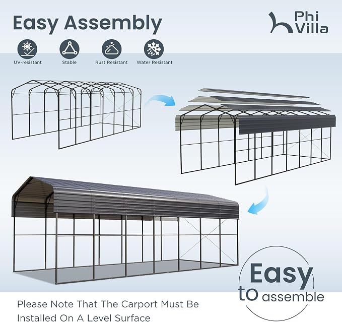PHI VILLA 35 x 14 ft Heavy Duty Metal Carport - Image 5