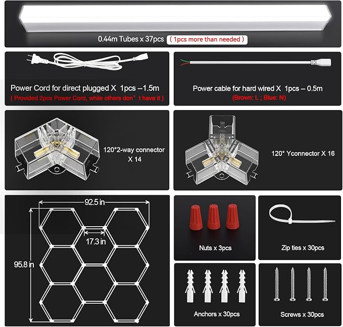 MODERN Hexagon Garage Light: Higher Brightness 38880 Lumens Honeycomb Garage - Image 5