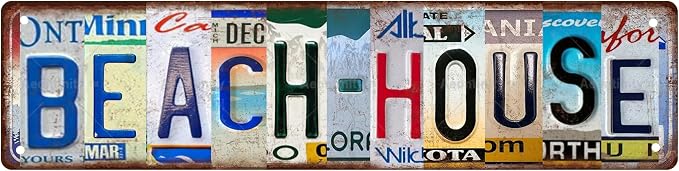 BEACH HOUSE Non-Embossed Vintage Metal Tin Street Sign Bar Cafe Garage Cave by Unknown