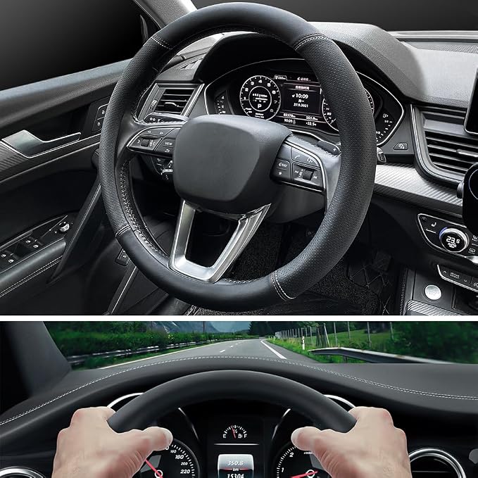 LKWLIKEI Nappa Premium Leather car Steering Wheel Cover, Breathable, Universal - Image 4