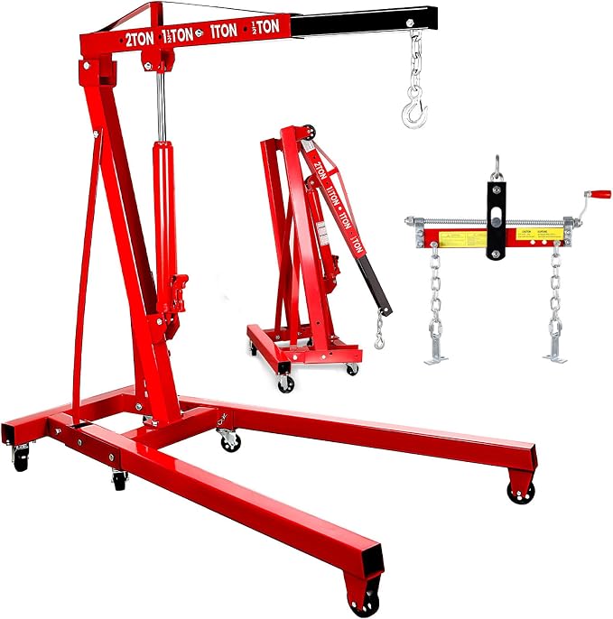 2 Ton Folding Engine Hoist, 4400lbs Hydraulic Cherry Picker Engine Hoist by KQZZIV-BulitforSafety
