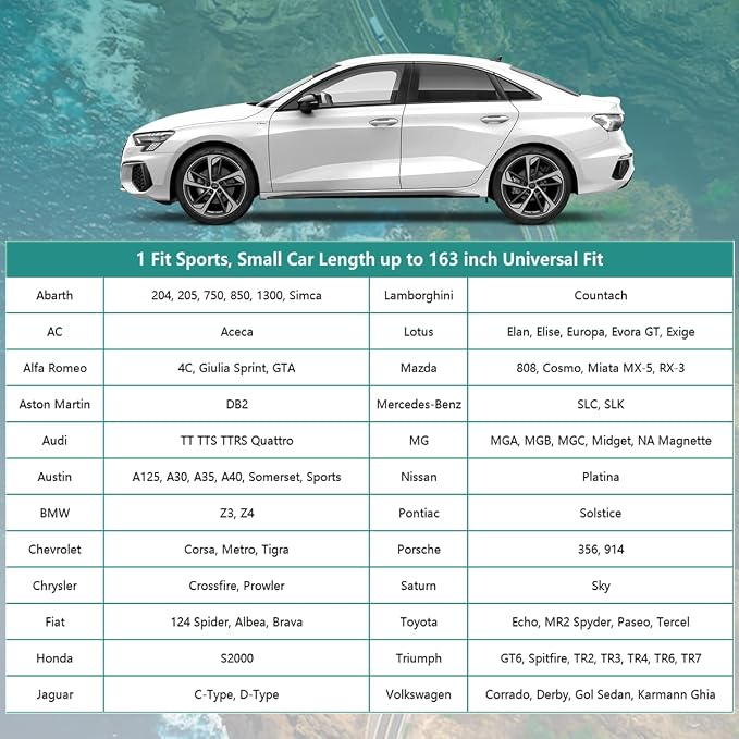 16 Layers Car Cover for Sports Coupe Small Car Waterproof All Weather, - Image 5