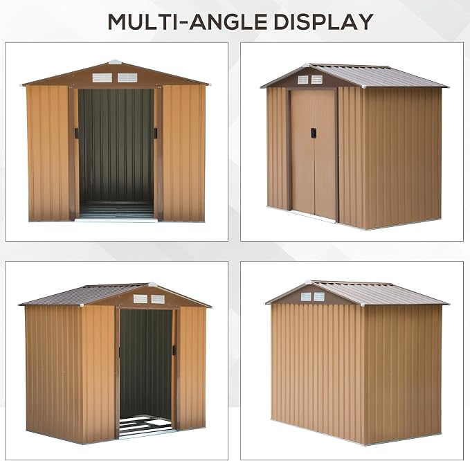 Outsunny 7' x 4' Outdoor Storage Shed, Garden Tool Metal Shed - Image 6
