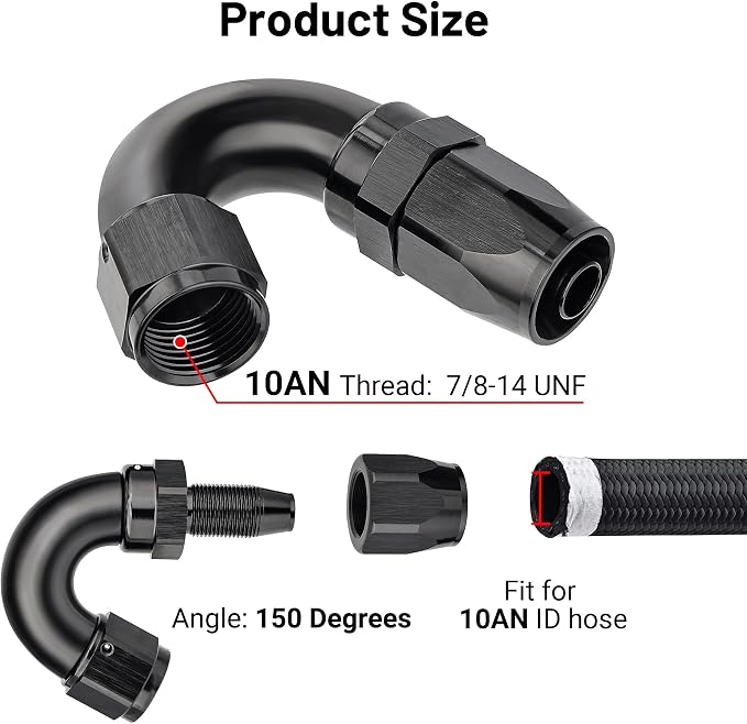 EVIL ENERGY 10AN 150 Degree One Piece Full Flow Hose End Fitting Swivel - Image 2