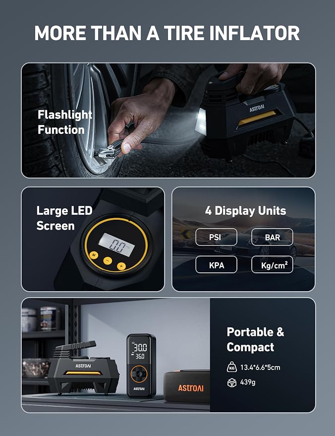 AstroAI Tire Inflator Portable Air Compressor Tire Air Pump - Image 7