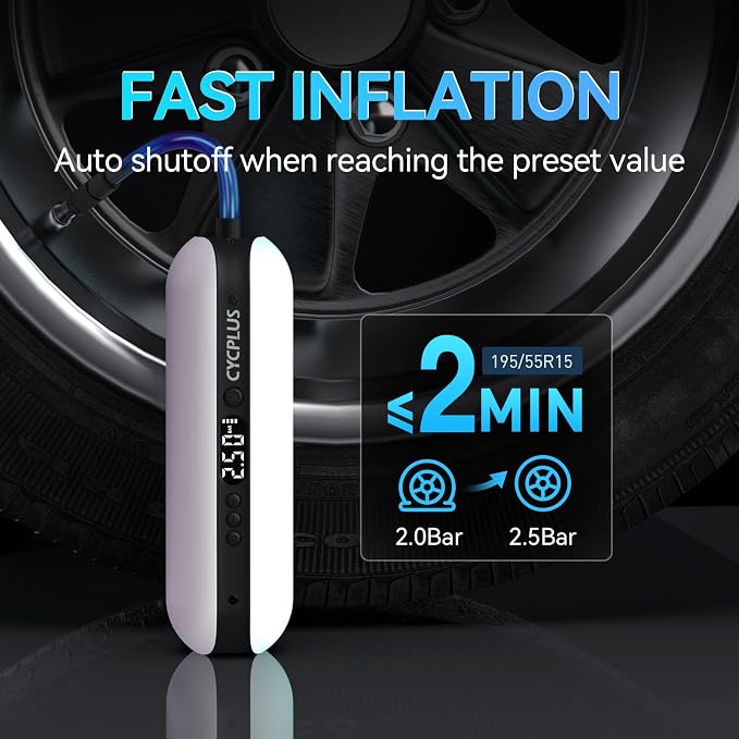 CYCPLUS Electric Air Compressor Portable Bicycle Pump Car Tire Inflator - Image 2