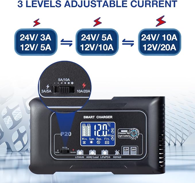 20A Smart Battery Charger 12V/24V, Automatic Charger & Maintainer - Image 3