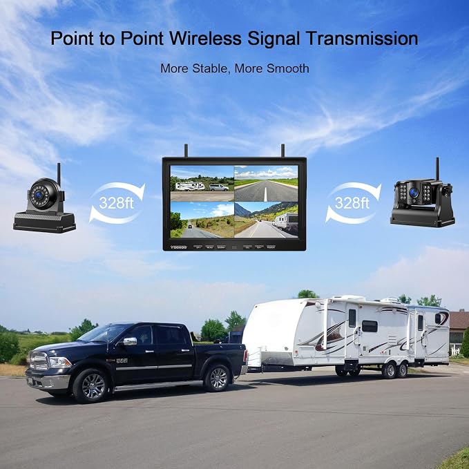 Fookoo 1080P 10" Magnetic Wireless Backup Camera 10" HD Split Screen Monitor - Image 5