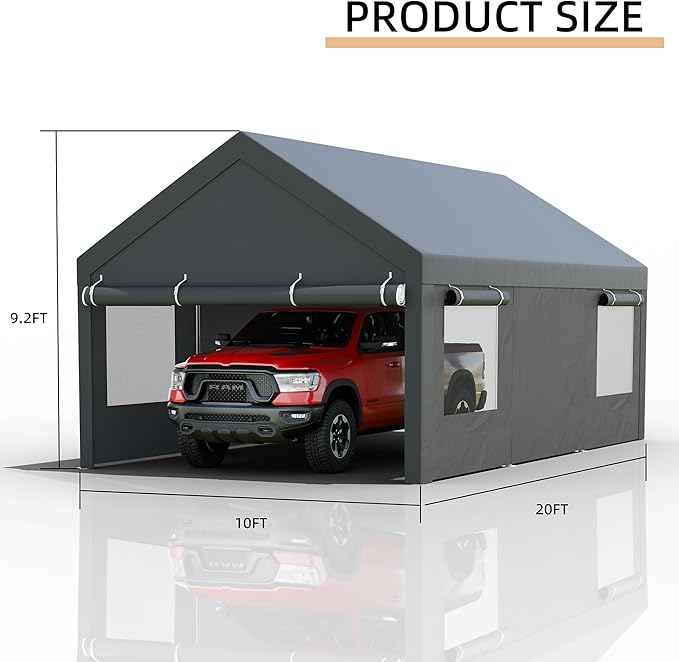 JY QAQA 10x20 FT Heavy Duty Carport - Image 2