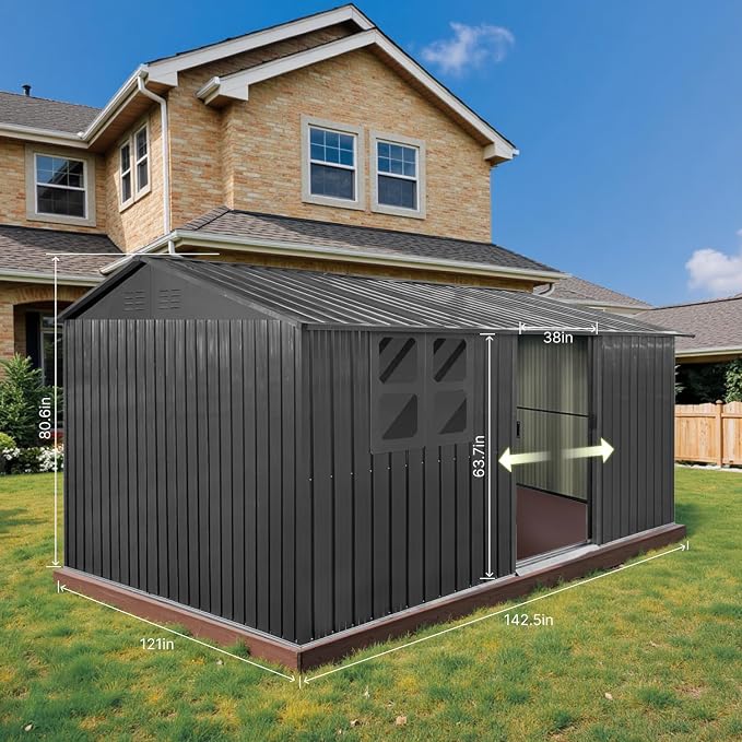 12x10 Ft Storage Shed Outdoor, XL Permanent Steel Building - Image 6