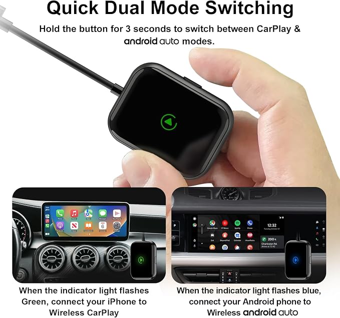 Wireless CarPlay & Android Auto Adapter – 2-in-1 Plug & Play Solution, Converts - Image 5