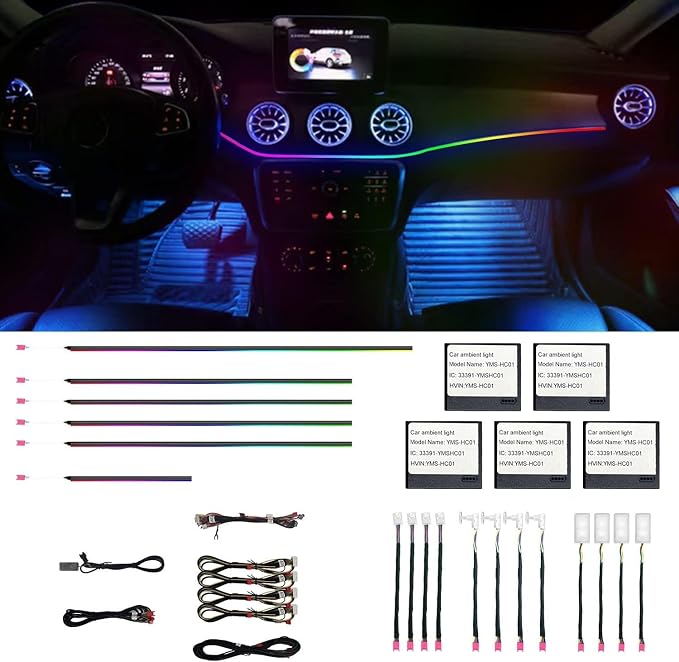 Car Interior Ambient Lights, 18 in 1 128 Colorful LED Acrylic Fiber Optic Strip - Image 8