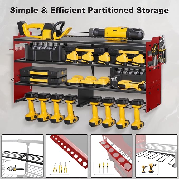 oviitech Power Tool Organizer Wall Mount, 8 Drill Holder Wall Mount Loads 400lbs - Image 3