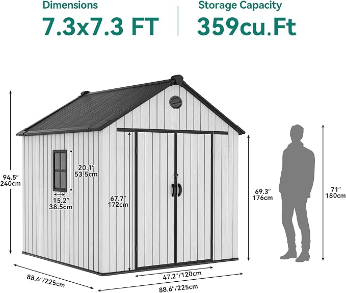 YITAHOME 8 x 8 ft Outdoor Plastic Storage Shed - Image 8