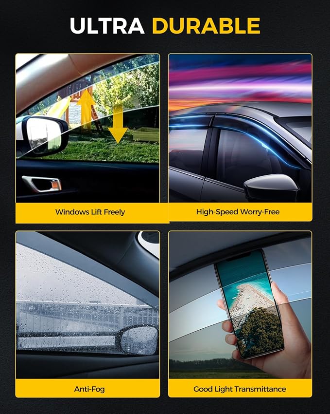 Rain Guards for Car Windows, Tape-On Window Visors Rain Guards Fit for Honda - Image 4