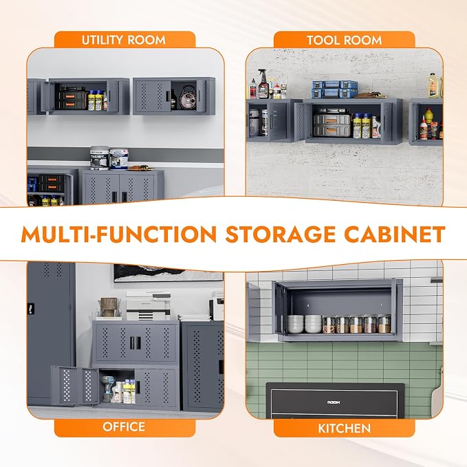 Metal Wall Storage Cabinet Steel Wall Mounted Garage Storage Cabinet - Image 5