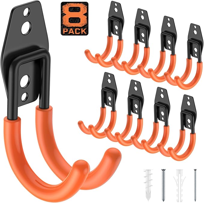 8 Pack 4.7x2.6 Inch Utility Steel Wall Mount Heavy Duty Garage Hooks by Cpais