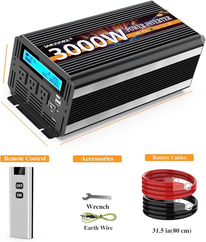3000W Power Inverter 12V DC to AC 110V/120V 6000W Converter 3 sockets car - Image 8