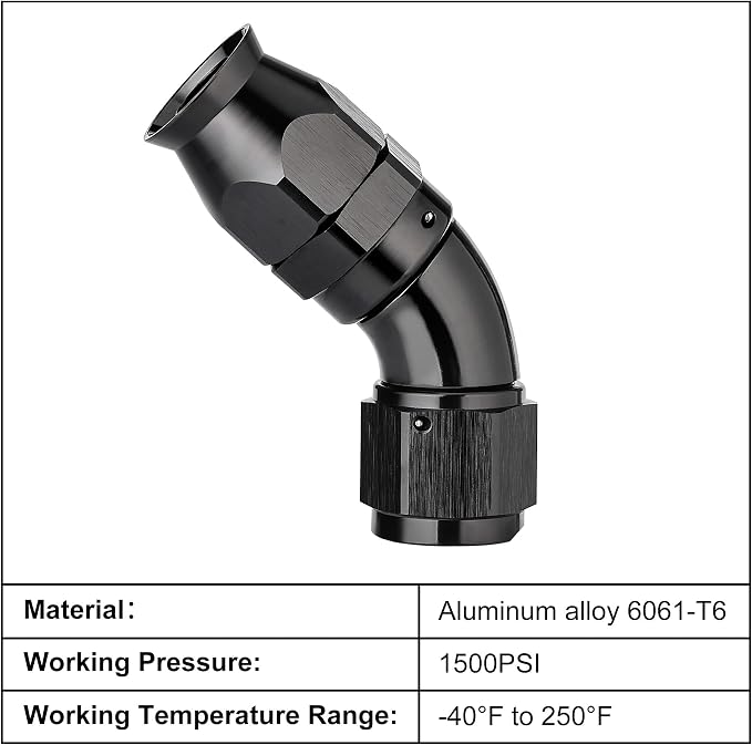 EVIL ENERGY 8AN 45 Degree PTFE One Piece Full Flow End Hose Fitting Aluminum - Image 3