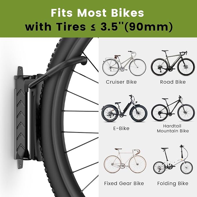 Swivel Bike Wall Mount, 150° Swivel Vertical Bike Rack Wall Hanger Holds up to - Image 6
