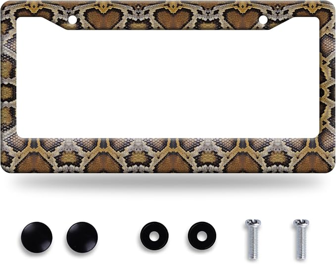 Snake Printed License Plate Frame Animal Skin Texture License Plate Stainless by GORSNKYE