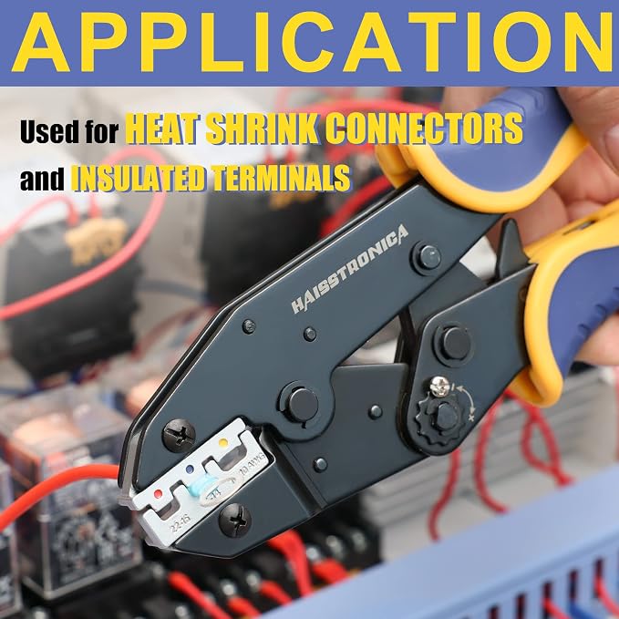 haisstronica Crimping Tool For Heat Shrink Connectors-AWG 22-10 Ratchet Wire - Image 5