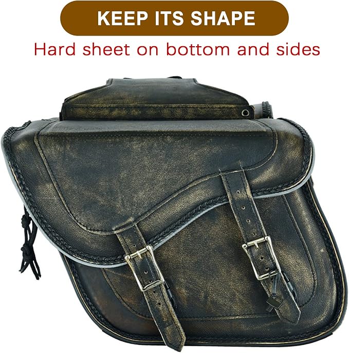 Dream Apparel Naked Cowhide Leather Motorcycle Saddle Bags Throw Over Saddlebags - Image 5