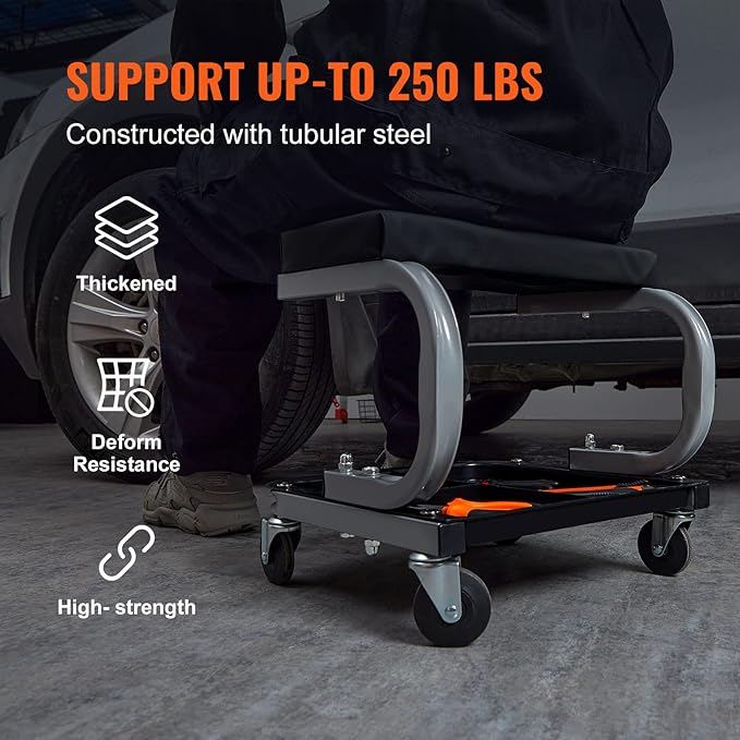 VEVOR Rolling Creeper Garage/Shop Seat, 250 LBS Capacity Padded Rolling - Image 4