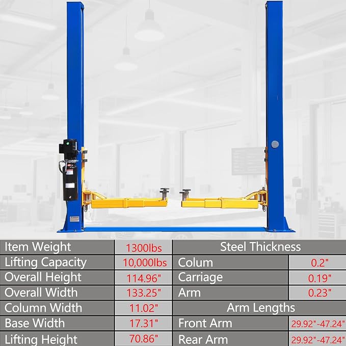 Car Lift Single/2 Post Auto Lifts, 6200/9000/10000LBS Capacity, 240V Hydraulic - Image 2