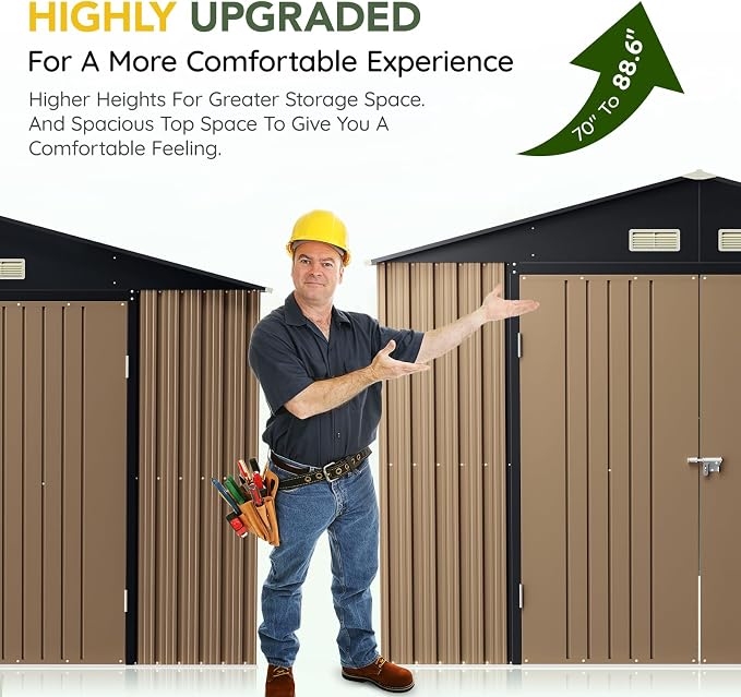 Breezz Outdoor Storage Shed 10 x 10ft. Utility Tool Shed Metal Storage Garden - Image 2