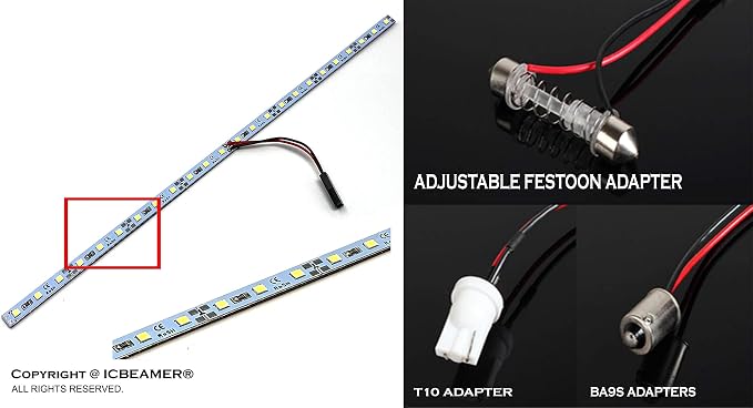 ICBEAMER 12" Amber Yellow 18SMD 2835 LED Strip Light Universal Fit Car Trunk - Image 2