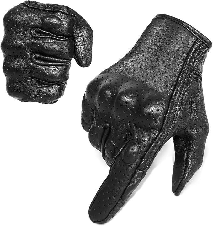 Superbike Full Finger Goat Skin Leather Touch Screen Motorcycle Gloves Men S by KAIWENDE