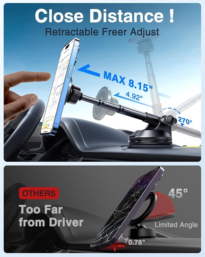 VANMASS for MagSafe Car Mount Magnetic Phone Holder Suction Cell Stand for - Image 4