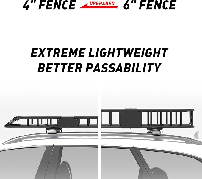 Wildroad Roof Rack Cargo Basket, Upgraded 4” Fence Wide Car Roof Basket Combo - Image 7