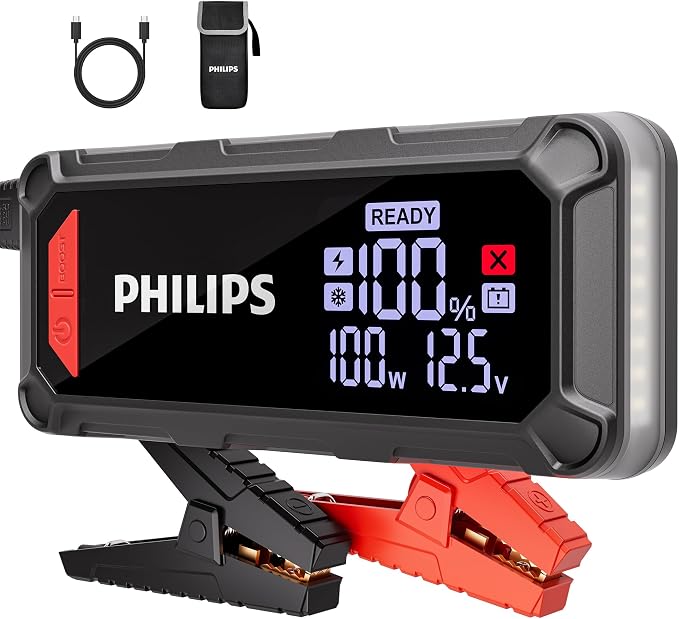 PHILIPS 2300A Car Battery Jump Starter, 12V 16000mAh Portable Lithium Jump by Philips