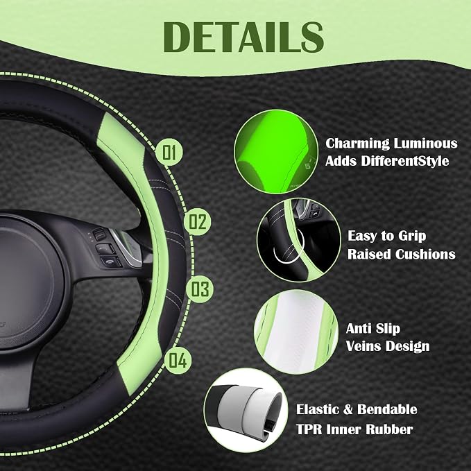 CAR PASS Line Rider Microfiber Leather Sporty Steering Wheel Cover Universal - Image 5