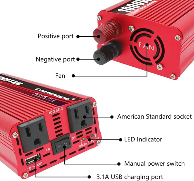 1000W/2000W DC 12V to 110V/120V AC Power Inverter Converter - Image 2