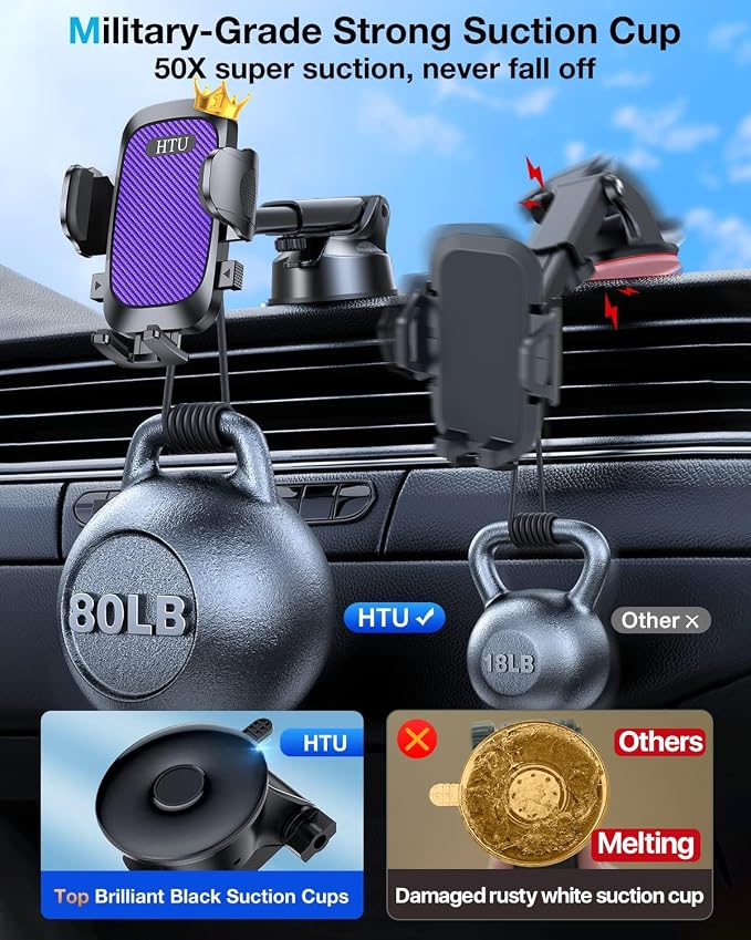 HTU 2025 Upgraded Car Phone Holder 【Safety Certs & No Smell】 Cell Phone Holder - Image 2