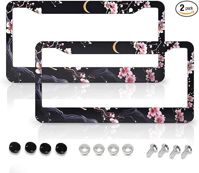 Flowers Plum Blossom Moon License Plate Frames by LMUCYISYIS