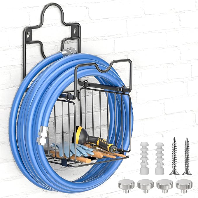 Garden Hose Holders for Outside Metal Water Hose Holder Wall Mount Hose Hanger by CLESOO