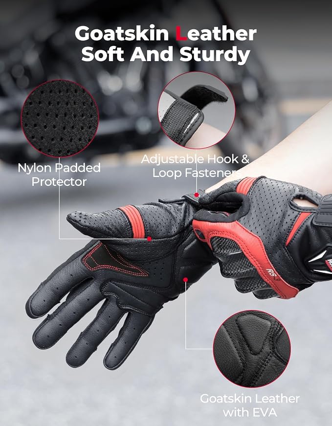 KEMIMOTO Sheepskin Leather Motorcycle Gloves - Image 5