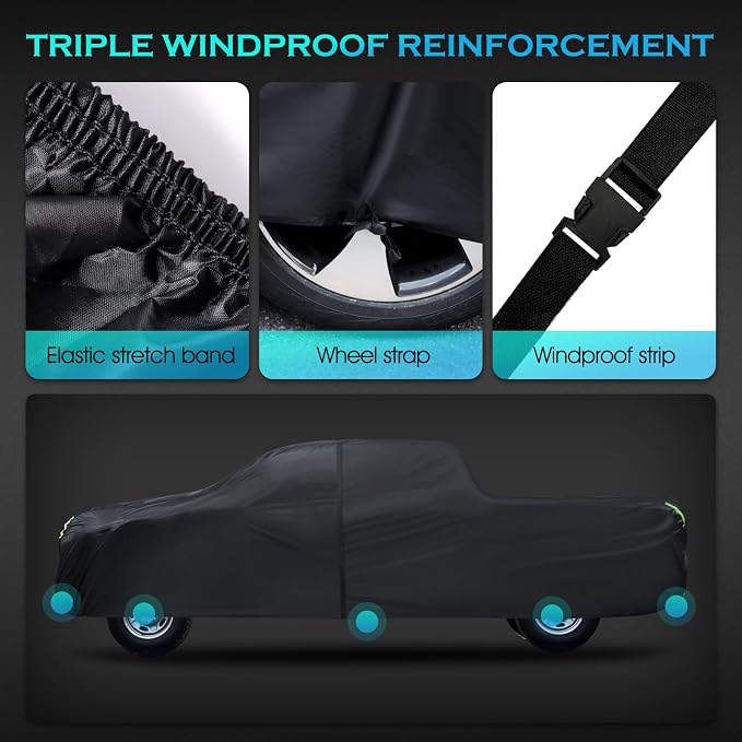 Car Cover Waterproof All Weather，Full Outdoor Pickup Truck Cover Rain UV - Image 7